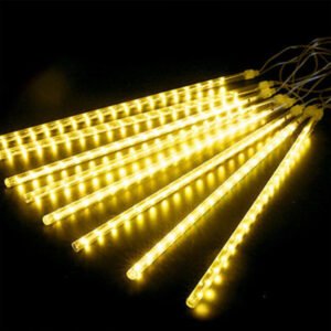 Rain Drop LED Meteor Shower 8 Tubes Warm White | Icicle Falling Effect for Diwali, Christmas, New Year, Home & Outdoor Decoration, Balcony, Tree, Party Decor