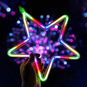 30cm Star Neon Multicolor Strip Rope Lights for Home Decor | IP65 Waterproof Neon Signs For Diwali Decoration, Christmas Decoration, Birthday Decor, Indoor Outdoor | Electric AC Plug (Multicolor)