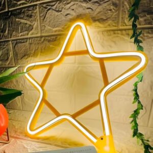 30cm Star Neon Strip Rope Lights for Home Decor | IP65 Waterproof Neon Signs For Diwali Decoration, Christmas Decoration, Birthday Decor, Indoor Outdoor | Electric AC Plug (Warm white)