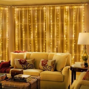 Warm White Fairy LED Curtain Lights, 200 LED and 10 Lines, USB Operated for Home Decoration, Diwali Decoration, Bedroom Outdoor Birthday