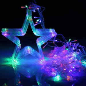 6+6 Multicolor Stars 112 Lamp Curtain String Lights with 8 Flashing Modes Led Light for Home Decoration for Christmas, Wedding, Home, Diwali, Patio